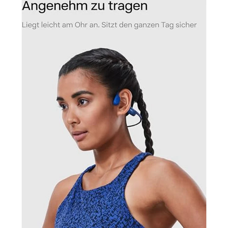 Shokz Openrun Sport Kopfhörer - Bone Conduction Technologie, kabellos, Blau mit integriertem Mikrofon und digitaler Geräuschunterdrückung – Bild 3