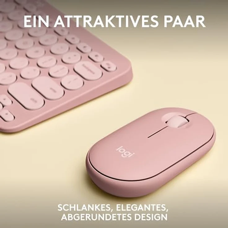 Logitech Pebble 2 Combo, kabellose Tastatur und Maus, leise und mobil, anpassbar, Logi Bolt, Bluetooth, Easy-Switch für Windows, macOS, iPadOS, Chrome, Deutsches QWERTZ-Layout, Rosa – Bild 2