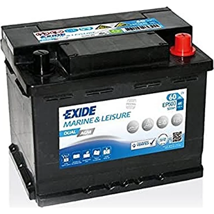 Exide Exide EP500 DUAL AGM 12V 60Ah Marine & Leisure Batterie Batterie, (12 V) - AGM (VRLA), 60Ah, 12V – Bild 2