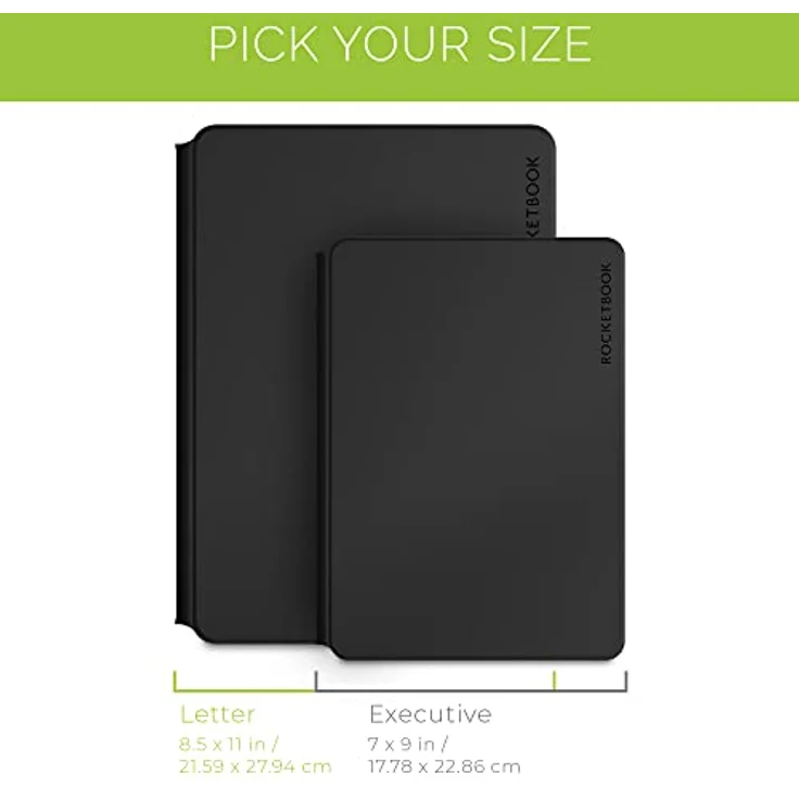 Rocketbook PRO 2.0 Wiederverwendbares Digitales Notizbuch A4 Schwarz Elektronischer Notizblock mit 20 Blatt Liniert und mit Punktraster, Hardcover Veganes Leder mit inkl. Pilot Frixion Stift – Bild 2