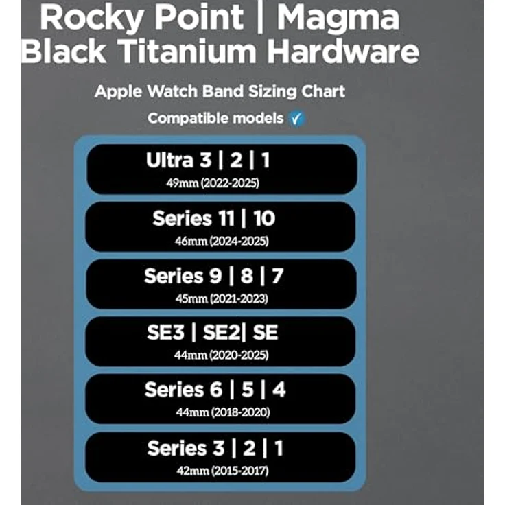 NOMAD Rocky Point Band für Apple Watch 42/44/45/49 mm, leichtes und waterfestes Uhrenarmband mit Magma Connector in Schwarz – Bild 5