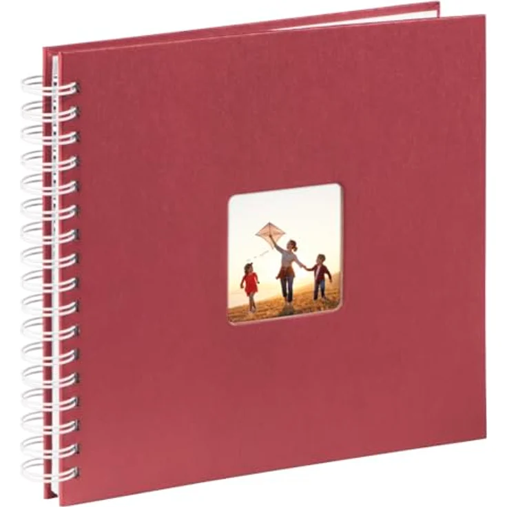 Hama Fotoalbum, 28 x 24 cm, 50 weiße Seiten, 25 Blatt, mit Ausschnitt für Bildeinschub, Fotobuch bordeaux – Bild 2