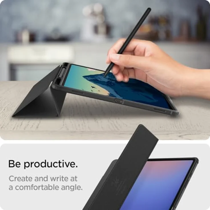 Spigen Ultra Hybrid Pro Hülle Entwickelt für Samsung Galaxy Tab S10 Ultra (2024) / S9 Ultra (2023) / S8 Ultra (2022) - Schwarz, Stabiler Ständer und erhöhte Kanten für zusätzlichen Schutz – Bild 5