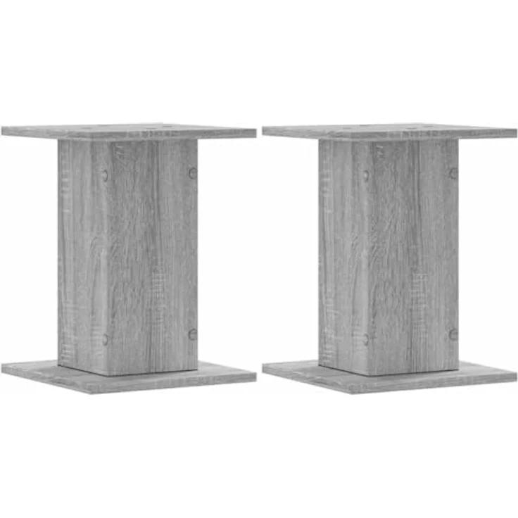 vidaXL Lautsprecherständer 2 STK., Hoher Boxenständer aus Holzwerkstoff in Grau Sonoma, robustes Design mit vergrößerter Ablagefläche und hohlem Innenraum für verbesserten Klang – Bild 1