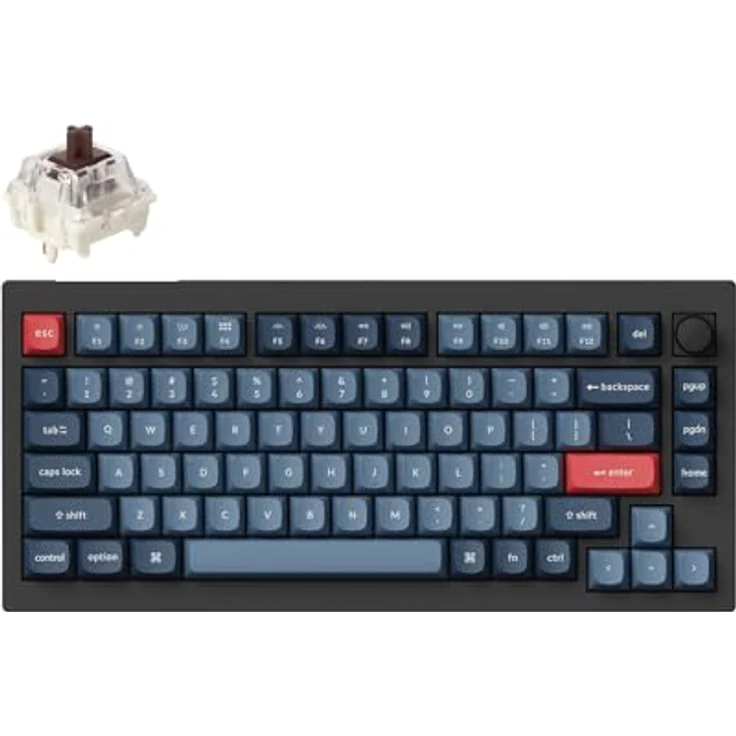 Keychron V1 MAX Kabellose Mechanische Tastatur, 75% Layout QMK/VIA programmierbar mit Hot-Swappable Gateron Jupiter Brown Switch, kompatibel mit Mac Windows Linux - Knob Version (ANSI/US) – Bild 1