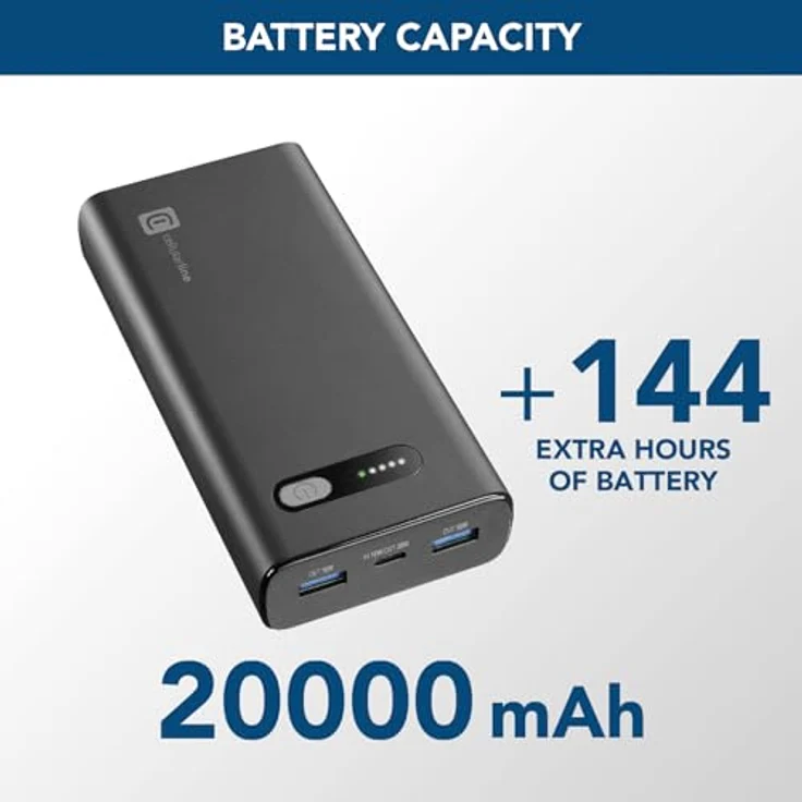 Cellularline Power Bank Fast 20000 PD Black - Tragbares Ladegerät mit 20.000 mAh Kapazität und 3 USB-Anschlüssen – Bild 2