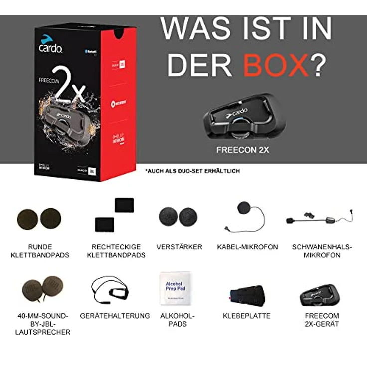 Cardo Freecom 2x, Bluetooth Kommunikationssystem für 2 Fahrer mit JBL Sound, wasserdicht, schwarz – Bild 2