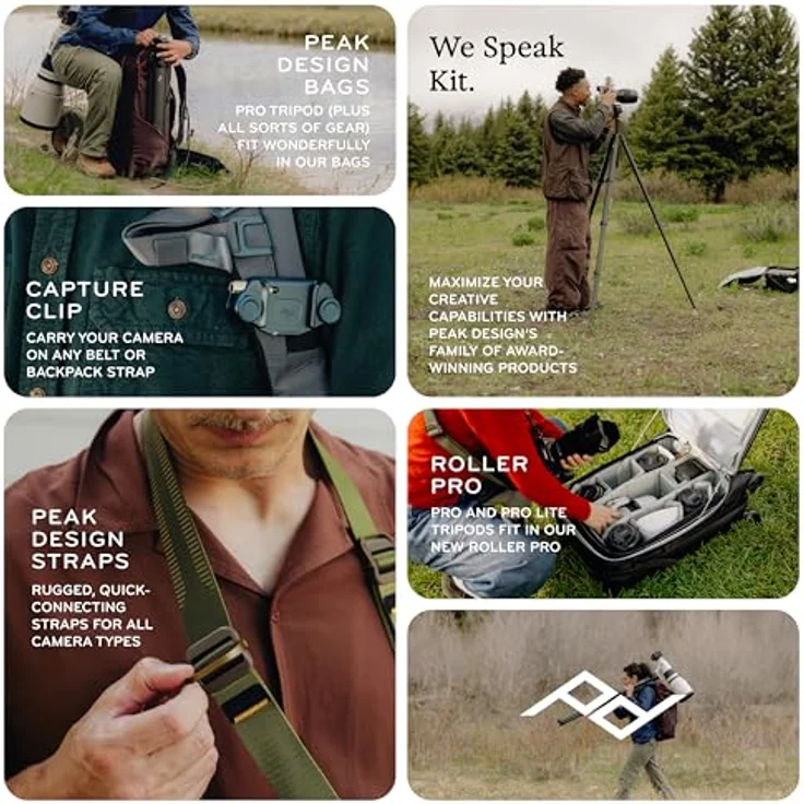 Peak Design Pro Lite Tripod, leichtes Stativ mit 15,9 kg Tragkraft und Pro-Kugelkopf, schwarz – Bild 10