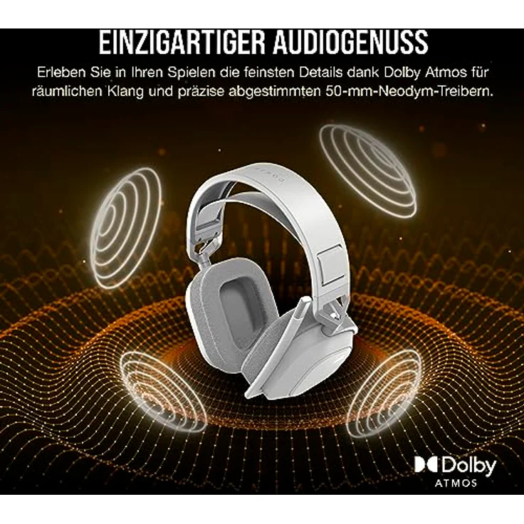 CORSAIR HS80 MAX WIRELESS Multiplattform-Gaming-Headset Mit Bluetooth - Dolby Atmos - Omnidirektionales Mikrofon - iCUE-Kompatibel - PC, Mac, PS5, PS4, Nintendo Switch, Handy - Weiß – Bild 5