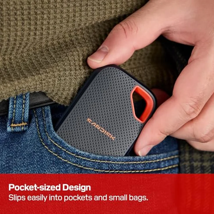 SanDisk Extreme Portable SSD 1 TB, Übertragungsgeschwindigkeiten bis zu 2.000 MB/s, USB-Typ-C, IP65 Staub-/Wasserbeständig, bis zu 3 Meter Fallsicher – Bild 5