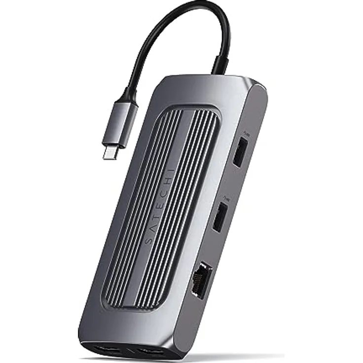 SATECHI USB-C Multiport MX Adapter – Dual 4K HDMI, 100W USB-C PD Charging, Gigabit Ethernet, USB-C Data – Für M2/M1 MacBook Pro/Air, M2, M1 iPad Pro/Air, M2 Mac Mini, iMac M1