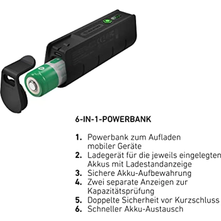 Ledlenser Flex5 Powerbank, 6-in-1-Powerbank, Kurze Ladezeit, 21700-Akku enthalten, Kurzschluss-sicher, Lange Lebenszeit durch austauschbaren Akku – Bild 3