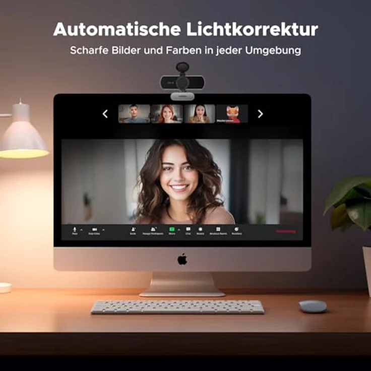 UGREEN Webcam 2K, USB A Webcam mit Mikrofon, 4MP, Fixfokus, 80° Sichtfeld, Privacy Cover, automatische Lichtkorrektur, Plug & Play, PC Kamera für Windows/MacOS/Zoom (Silbergrau) – Bild 3