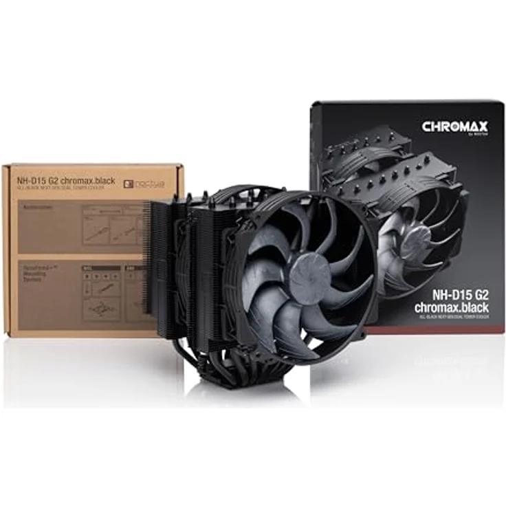 Noctua NH-D15 G2 chromax.black, Dual-Tower CPU-Kühler mit zwei 140-mm-Lüftern und 250 Watt TDP, schwarz – Bild 4