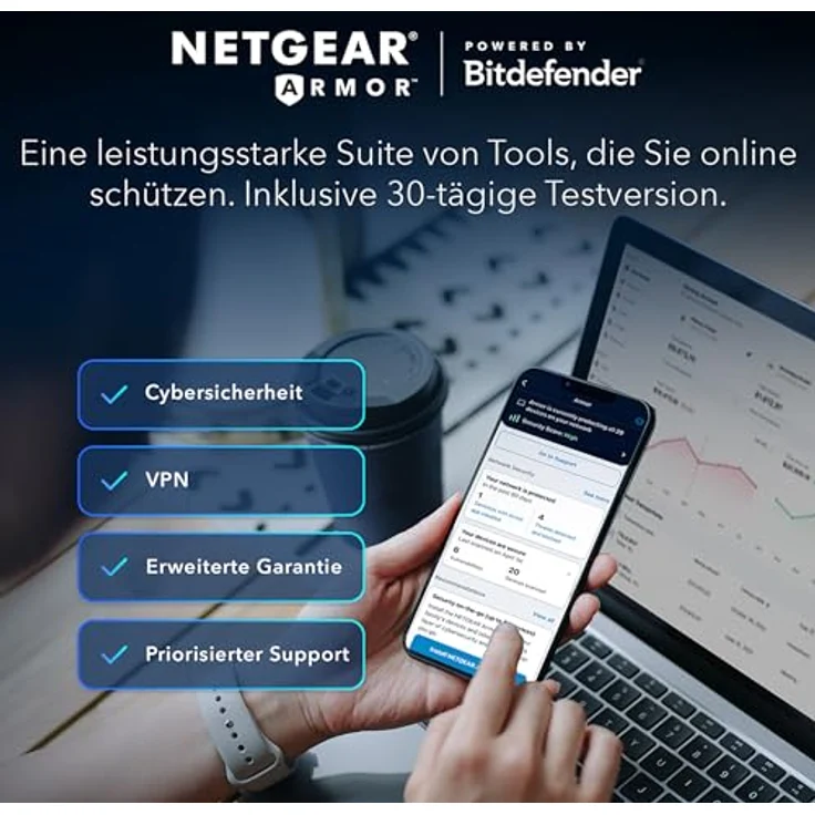 Netgear Orbi 870 Series (RBE872) 2er Set, WiFi 7 Router mit bis zu 21 Gbps, 360° Abdeckung, Weiss – Bild 9