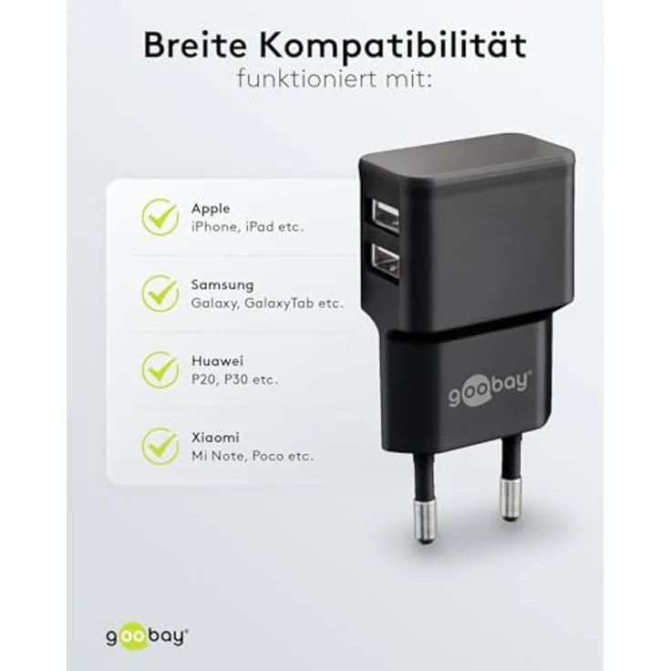 Goobay 44951 2fach USB Ladegerät Extra Kompakte Bauform 2, 4A, Schwarz – Bild 9