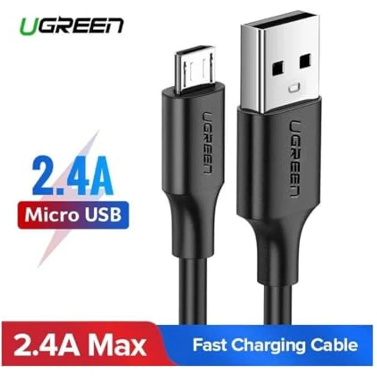 Ugreen USB 3.0 - Micro USB 2.4A Cable 2m Black - Hochwertiges USB-Kabel mit PU-Kupfer, nickelierten Anschlüssen – Bild 3