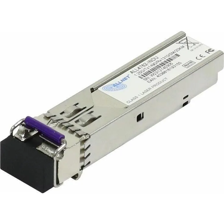 Allnet ALL4762-INDU SFP-Transceiver, 1000 Mbit/s WDM (Bidi) mit LC Anschluss, Tx 1490nm/Rx 1310nm, 20 km Reichweite, industriegerecht