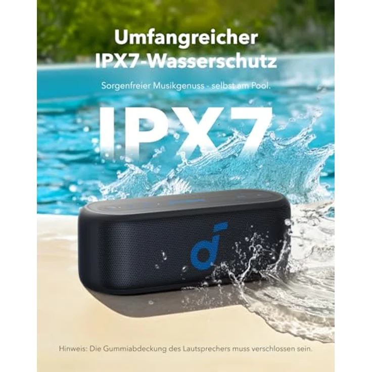 soundcore Select 2S, tragbarer Bluetooth-Lautsprecher mit 20W Stereo-Sound, BassUp™-Technologie, 16h Wiedergabe, drahtloses Stereo Pairing und IPX7-Wasserschutz, schwarz – Bild 5