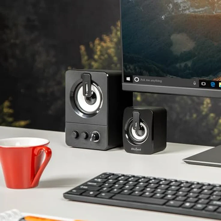 Rebel Comp CS-50 2.1 PC Lautsprecher-Set, USB, 11W, mit verstellbaren Lautstärke-, Bass- und Höhenreglern, Schwarz – Bild 5