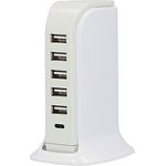 UNITEC USB Ladestation, 6-Port-USB, A/C-Ladestation, Universal USB-Ladestation, IP20, weiß