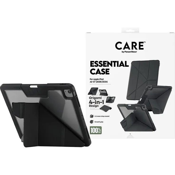 PanzerGlass CARE TPU Essential Case, Tablet Hülle für iPad Air 13" (2024-2025), Schwarz, zuverlässiger Schutz vor Kratzern und Stössen, schlankes Design, verbesserter Kameraschutz
