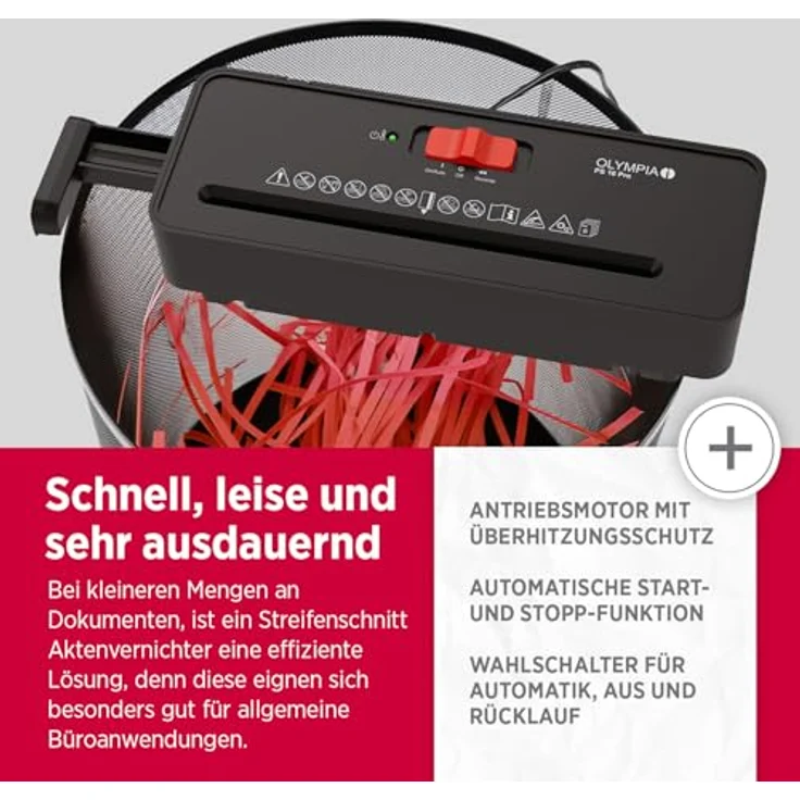 OLYMPIA PS 16 Pro, Aktenvernichter in Schwarz mit leistungsstarker Schneidetechnologie – Bild 5