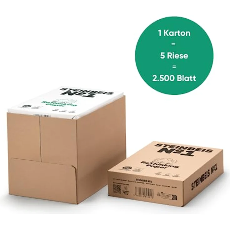 Steinbeis No. 1 Druckerpapier– DIN A4 Recycling-Papier 80 g/m², Weiß & Chlorfrei, 2500 (5 x 500) Blatt hochwertiges Kopierpapier ISO 70 / CIE 55 – Bild 3