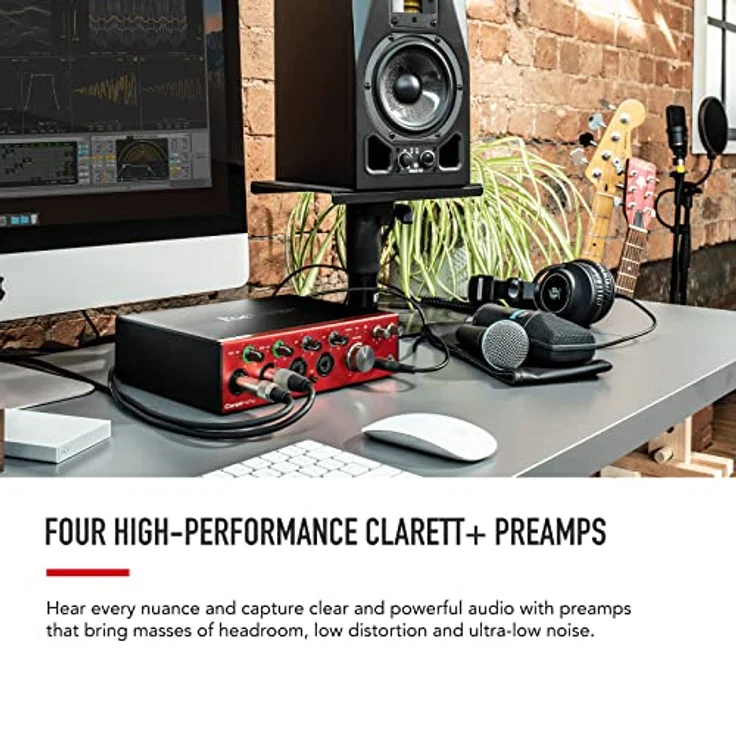 Focusrite Clarett+ 4Pre USB-Audio-Interface in Studioqualität für Musiker*innen – Hochwertige Aufnahmen über vier rausch- und verzerrungsarme Mikrofonvorverstärker für authentische Klangergebnisse – Bild 2