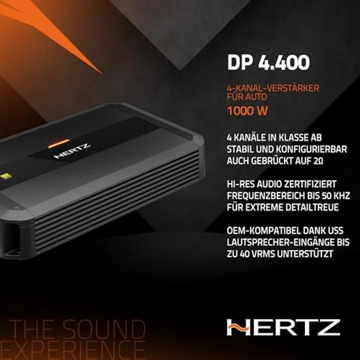 Hertz DIECI DP 4.400, 4-Kanal Class AB Verstärker mit 1000 W Ausgangsleistung und Hoch-Resolution Audio-Zertifizierung – Bild 4