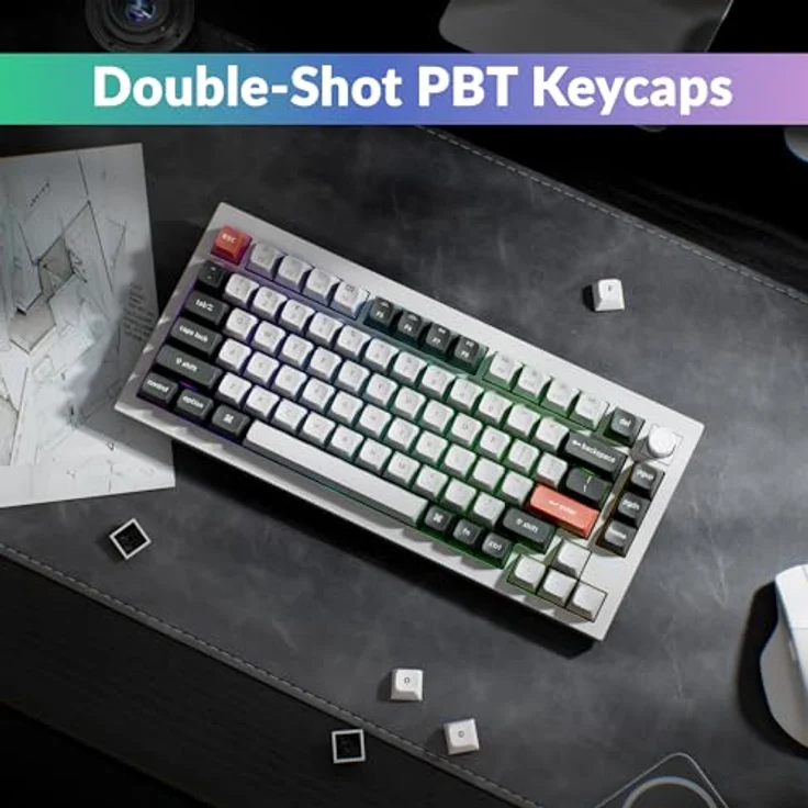 Keychron Q1 Ultra 8K, Kabellose mechanische Tastatur mit 75% Layout, Aluminium, ZMK-programmierbar, 82 Tasten, POM Switch - Banana, RGB, 2,4 GHz/Bluetooth, kabelgebunden, QWERTY US – Bild 11