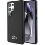 CG MOBILE Lacoste Iconic Petit Pique Woven Logo Hardcase-Hülle kompatibel mit MagSafe für Samsung Galaxy S25 Ultra, TPU/PC, Schwarz