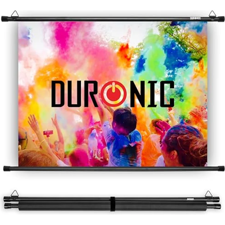Duronic BPS70, 70 Zoll 4:3 Projektor-Leinwand mit 4K Full HD 3D, Rollo-Leinwand 1.0 Gain, Wandmontage für Heimkino und Büro – Bild 1