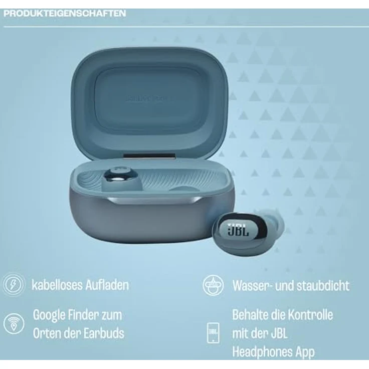 JBL Live Buds 3, Kabellose Ohrhörer mit Bluetooth, 40h Akkulaufzeit, True Adaptive Noise Cancelling and High Resolution Signature Sound, IP55 Wasserdicht, Blau – Bild 2
