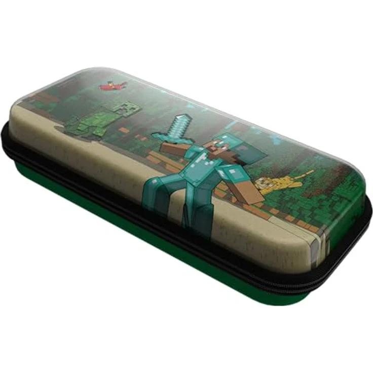 PDP Travel Case Plus GLOW - Minecraft Forest Battle, 3D-leuchtendes Design für Nintendo Switch, Lite und OLED Model mit integrierter Standfunktion – Bild 10