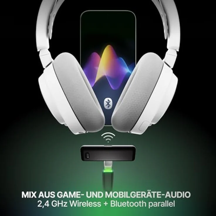 SteelSeries Arctis Nova 7X Gen 2, Kabelloses Gaming Headset mit Rauschunterdrückung und 40 mm Treiber, Weiss – Bild 4