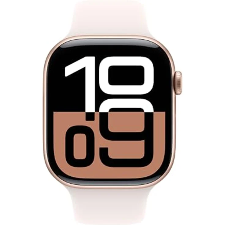 Apple Watch Series 10, 46 mm, GPS + Cellular, Aluminiumgehäuse Roségold, Sportarmband Blassrosa, M/L – Bild 2