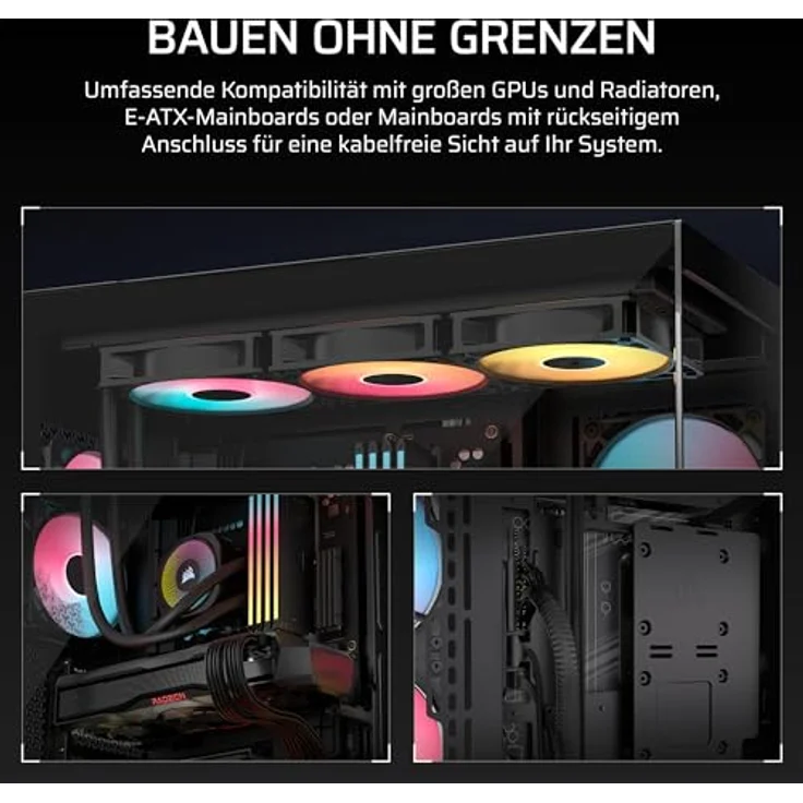 Corsair 3500X RS-R ARGB Mid-Tower-PC-Gehäuse mit 3 x RS120-R ARGB-Lüftern, Platz für bis zu 10 x 120-mm-Lüfter, schwarz – Bild 4
