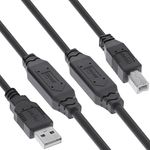 InLine USB 2.0 Aktiv-Kabel mit Signalverstärkung, USB-A zu USB-B, Druckerkabel Verlängerung, 25m, 34514A - Stabile Verbindung für USB-Geräte über 25m Entfernung