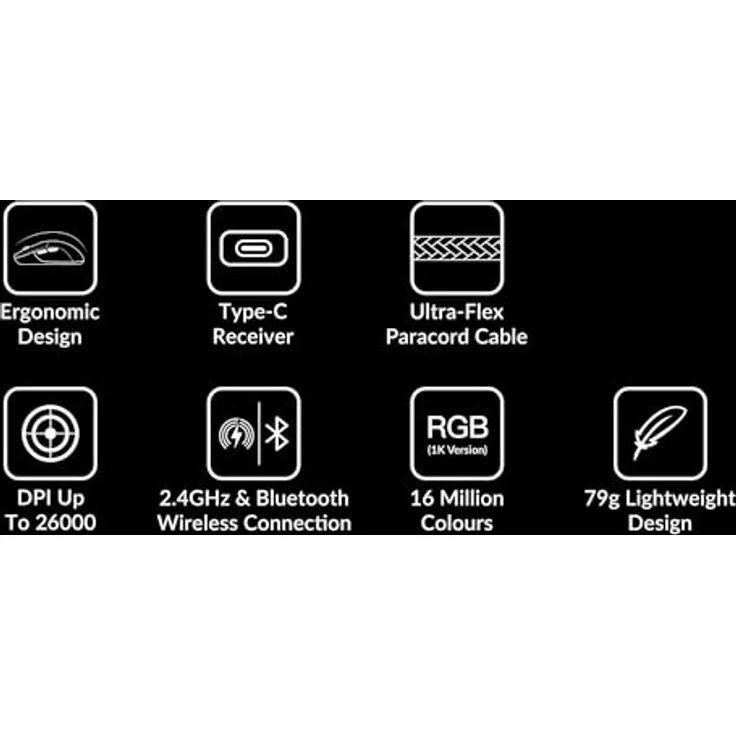 Keychron M3 Wireless Gaming-Maus, PixArt Sensor (100-26.000 dpi), schwarz – Bild 6