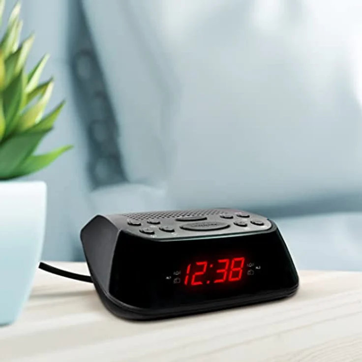 Metronic 477003 FM-Radiowecker mit Doppelalarm, Schwarz – Bild 4