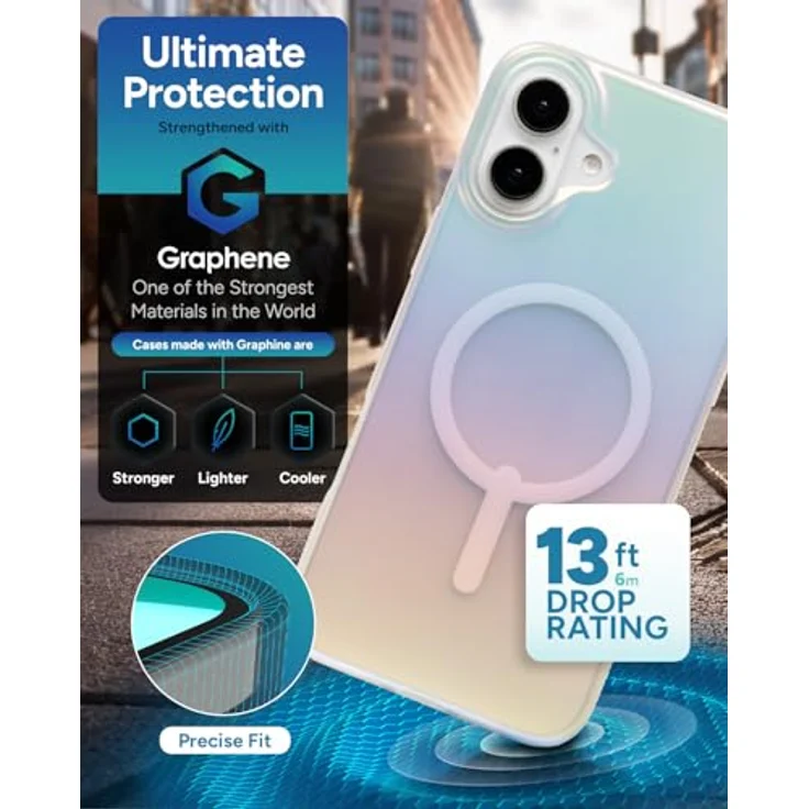 ZAGG Milan Snap, Graphen-verstärkte Hülle für iPhone 16 Pro 6.3-Inch, MagSafe-kompatibel, irisierende Rückabdeckung, stoßfest – Bild 4