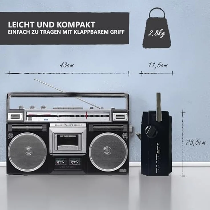 Silva Schneider Ghettoblaster Radio (Aufnahmefunktion, Inkl. Mikrofon) – Bild 6