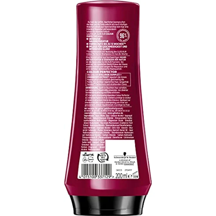 Gliss Kur Spülung 200 ML Colour Perfector - Reparatur & Farbschutz für coloriertes Haar – Bild 2