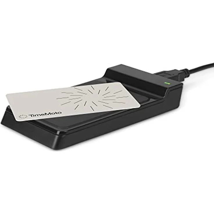 TimeMoto RF-150 RFID-Lesegerät, kompatibel mit TimeMoto RFID-Ausweisen und -Schlüsselanhängern, kompakt, tragbar, 125 kHz Frequenz, einfacher PC-Anschluss – Bild 1