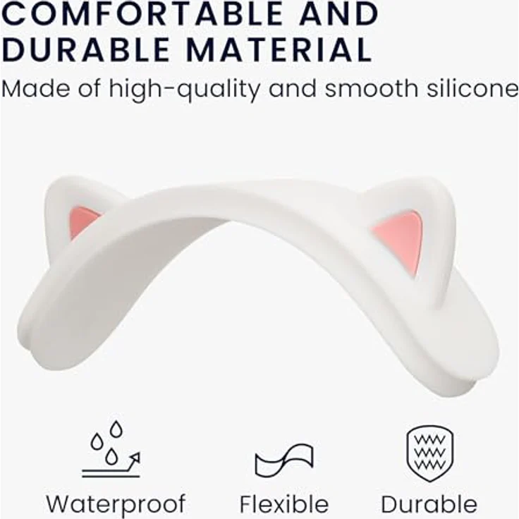 kwmobile Katzenohren Kopfband Abdeckung kompatibel mit Apple AirPods Max - Cat Ear Stirnband Polster in Weiß Pink – Bild 4