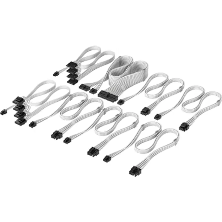 Corsair Elite Premium Pro-Kit mit Einzeln Ummantelten Typ 5-Netzteilkabeln, Flache Kabelkämme, Dreilagiges Mesh-Paracord-Design, Kompatibel mit Typ-5-Netzteilen, Weiß