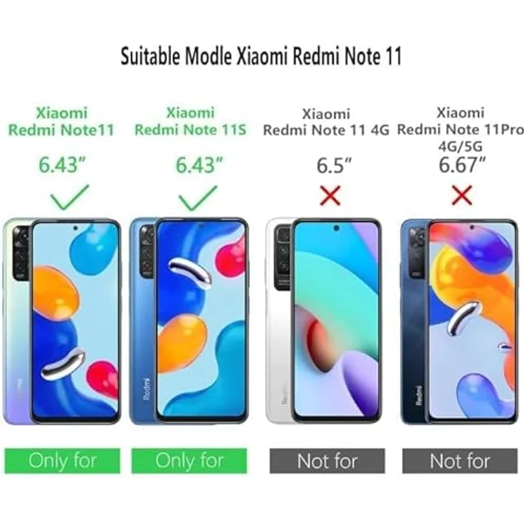 LeYi Kameraschieber Schutzhülle für Xiaomi Redmi Note 11/Note 11S, 6.43" mit 2*Schutzglas, Ringhalter Ständer, Militärische Rüstung - Schwarz – Bild 2