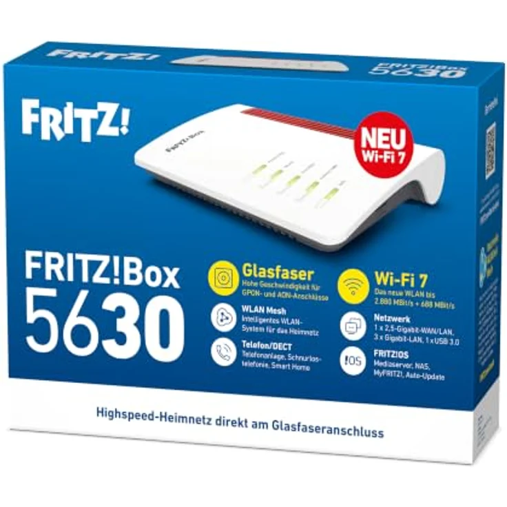 FRITZ! FRITZ!Box 5630, WLAN Mesh Glasfaser Router mit Wi-Fi 7, 3,6 Gbit/s, integrierte DECT-Basis – Bild 3