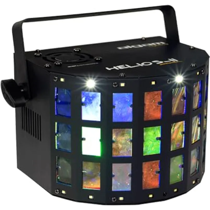 ALGAM LIGHTING HELIOS-II 2-in-1-LED-Projektor mit Derby-Effekt und Stroboskop, DMX XLR 3-Punkt, 28 W, IP20, 261 x 186 x 142 mm
